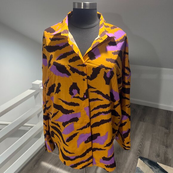 Nasty Gal Abstract Animal Print Longline Blouse - Size US 16 - Worn Once! - Picture 1 of 5